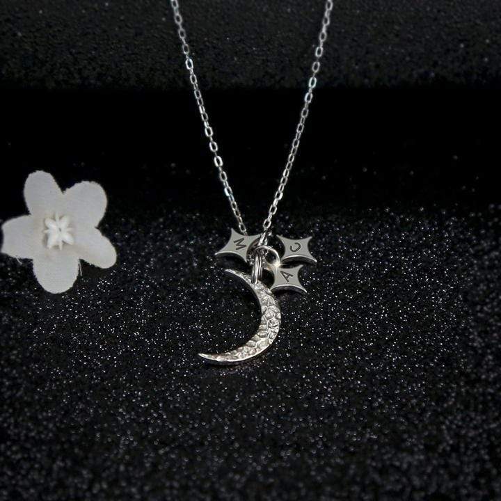 Christmas Gift“I love you to the ”Moon and Stars initials Necklace Sparkling Necklace MelodyNecklace