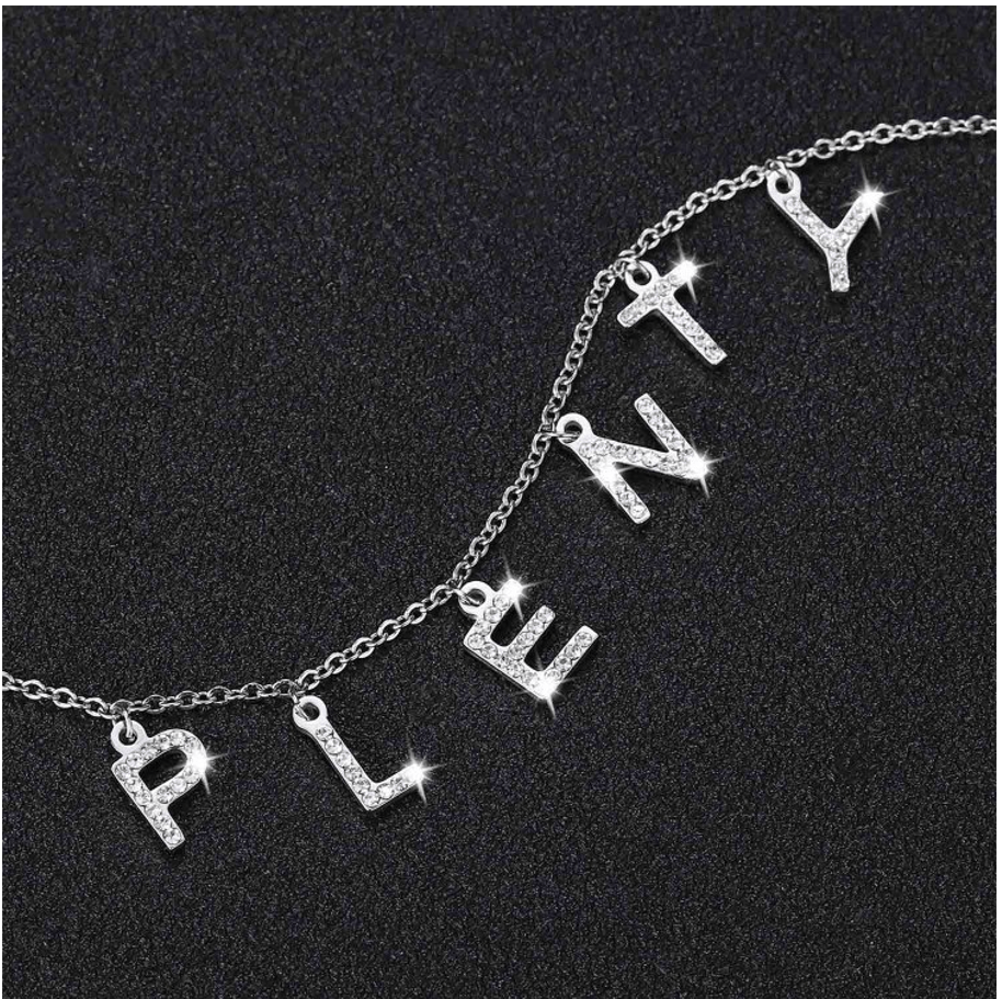 Christmas Gift Iced Out Letter Name Necklace Sparkling Necklace MelodyNecklace