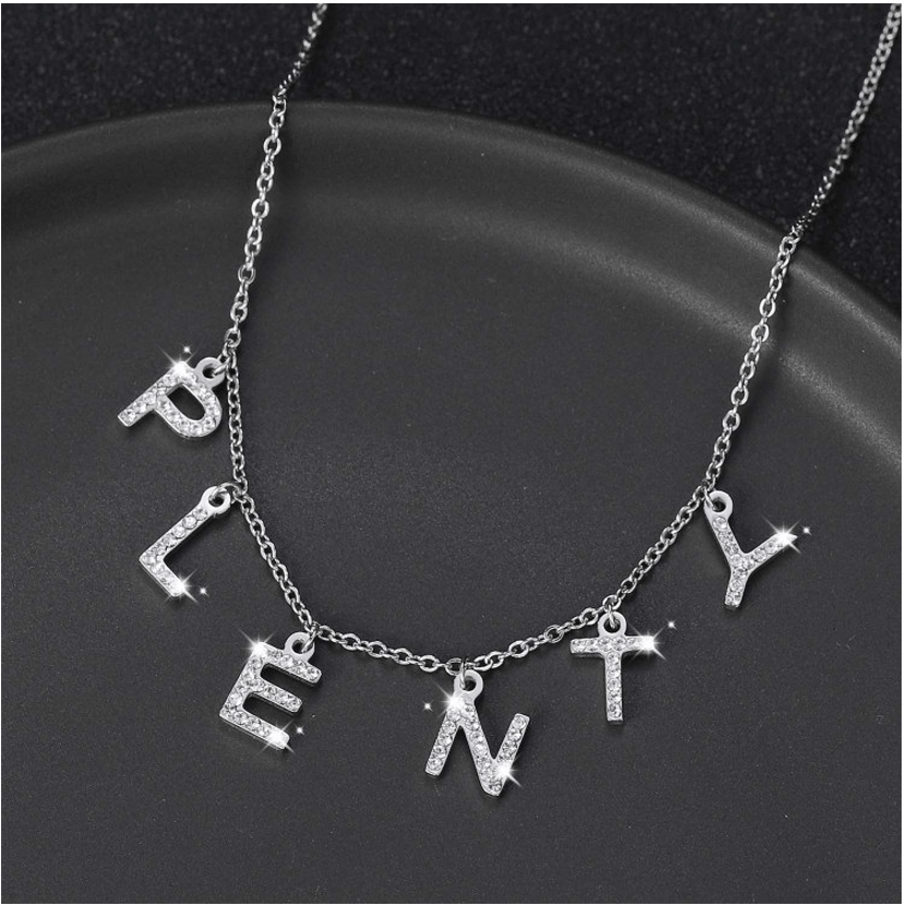 Christmas Gift Iced Out Letter Name Necklace Sparkling Necklace MelodyNecklace