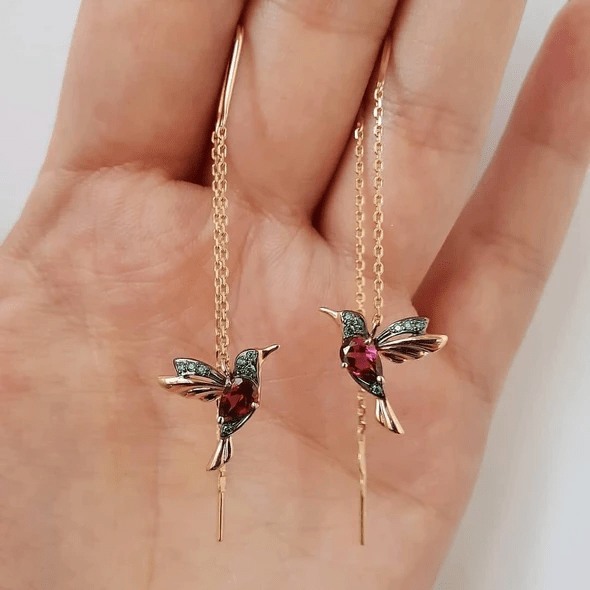 Christmas Gift Ladies Elegant Hummingbird Rhinestone Stud Earrings Earring MelodyNecklace