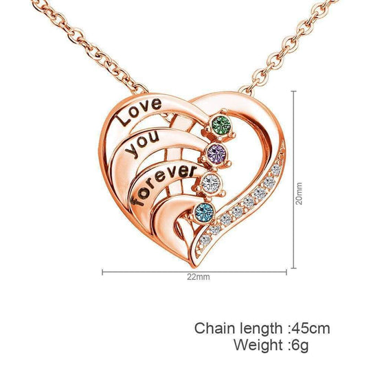 Christmas Gift "Love You Forever“Diamond Heart Pendant Necklace Mom Necklace MelodyNecklace