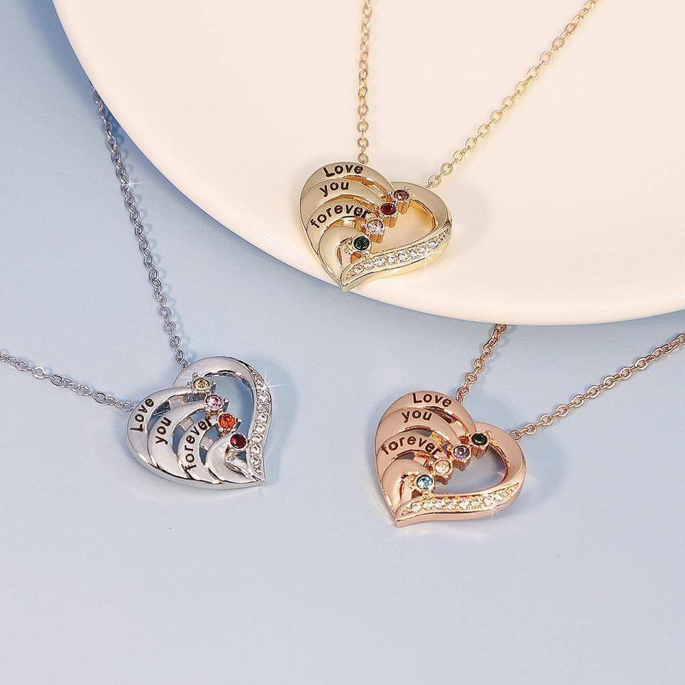 Christmas Gift "Love You Forever“Diamond Heart Pendant Necklace Mom Necklace MelodyNecklace