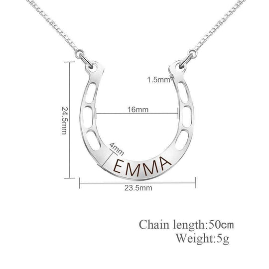 Christmas Gift lucky Horse Shoe Pendant with Cable Chain Silvery Necklace MelodyNecklace