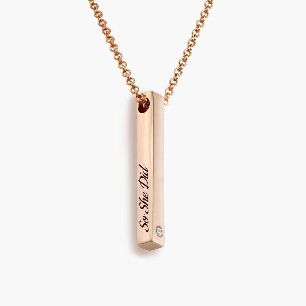 Christmas Gift Melody Pillar Bar Necklace with Diamond Mom Necklace MelodyNecklace