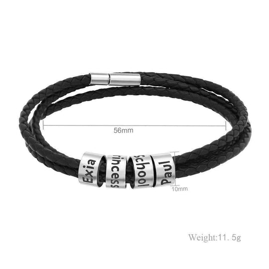 Christmas Gift Men's Leather Bracelet with Small Custom Beads Bracelet For Man MelodyNecklace