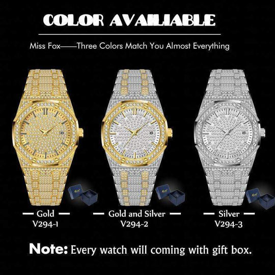 Christmas Gift Octagon Shiny Diamond Inlaid Waterproof Watch Silvery Watch MelodyNecklace