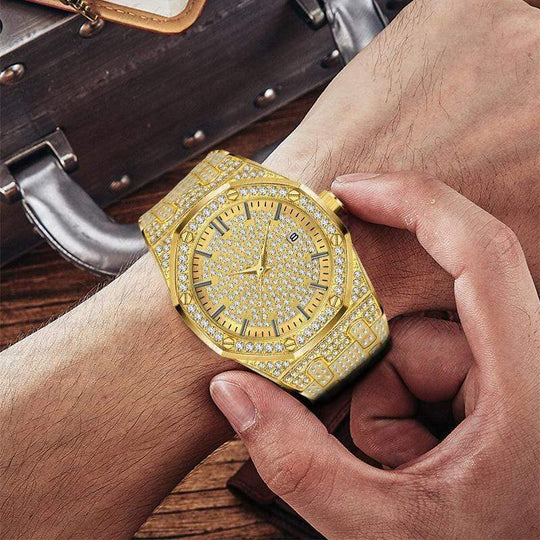 Christmas Gift Octagon Shiny Diamond Inlaid Waterproof Watch Watch MelodyNecklace