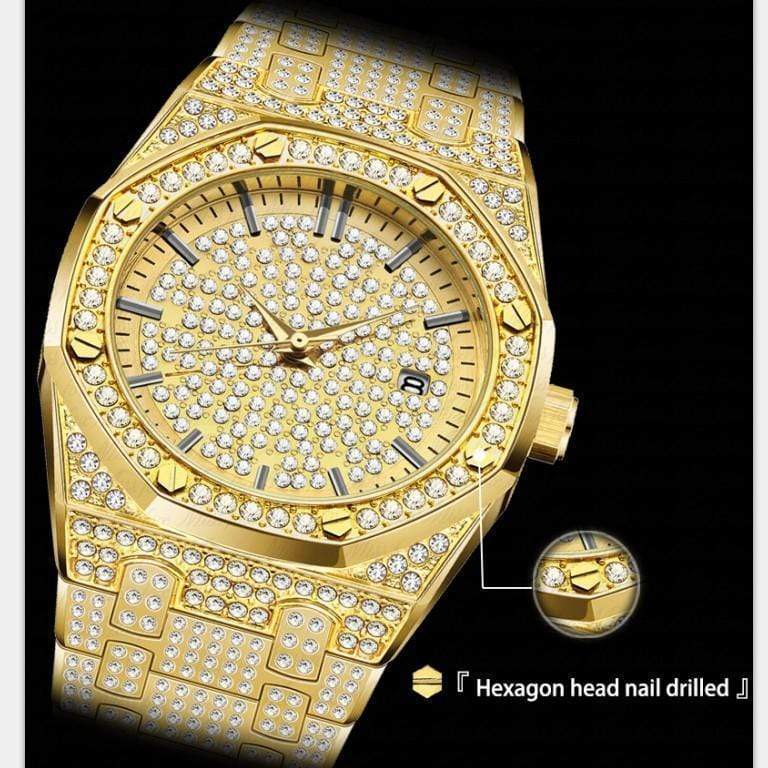 Christmas Gift Octagon Shiny Diamond Inlaid Waterproof Watch Watch MelodyNecklace