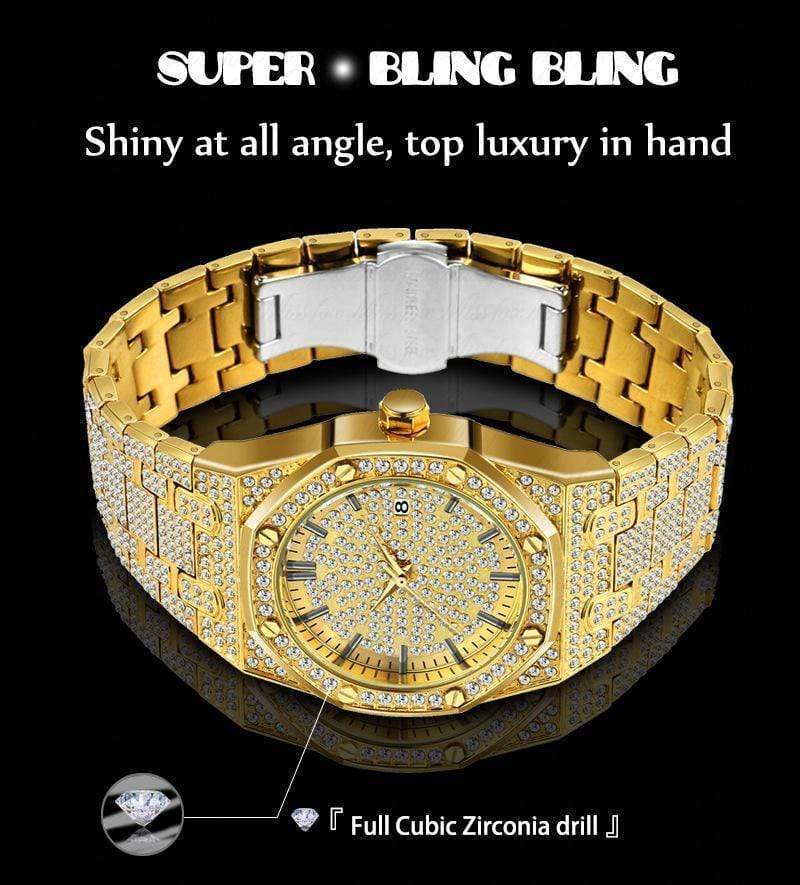 Christmas Gift Octagon Shiny Diamond Inlaid Waterproof Watch Watch MelodyNecklace