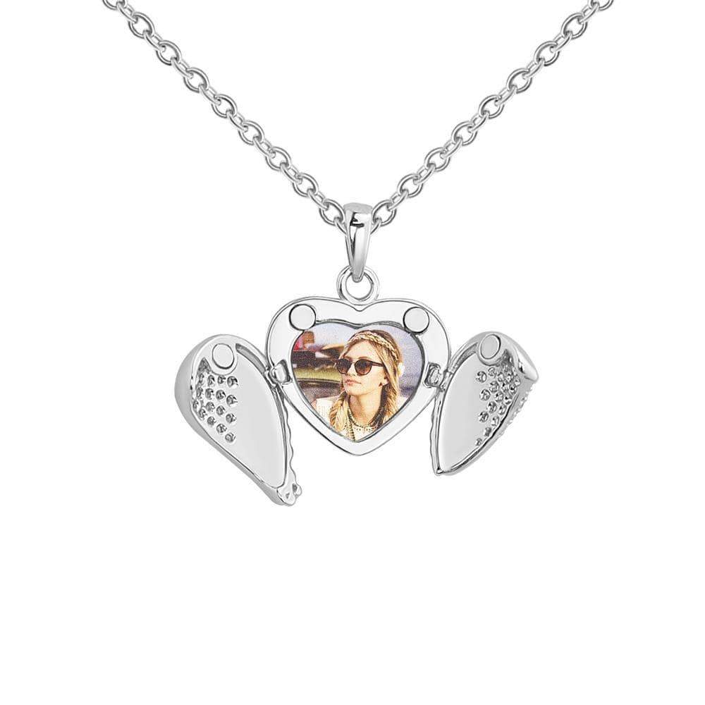 Christmas Gift Openable Angle Wing Heart Photo Necklace Necklace MelodyNecklace