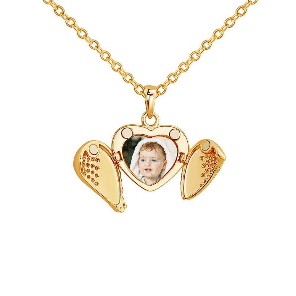 Christmas Gift Openable Angle Wing Heart Photo Necklace Necklace MelodyNecklace