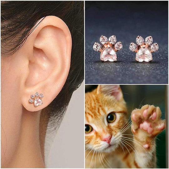 Christmas Gift Paw Shape Earrings - Rose Gold Color Earring MelodyNecklace