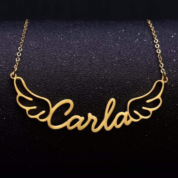 Christmas Gift Personalized Angel Wings Name Necklace Sparkling Necklace MelodyNecklace