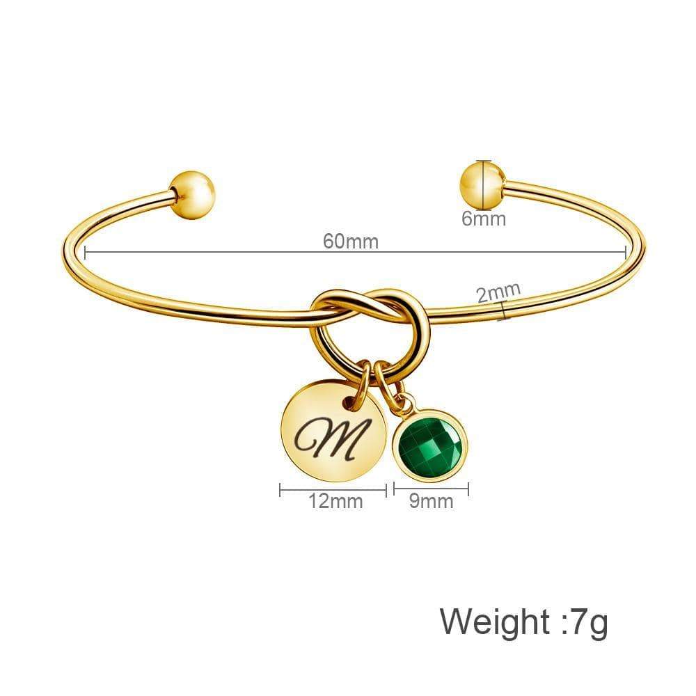 Christmas Gift Personalized Birthstone and Initial Bangle Bracelet For Woman GG