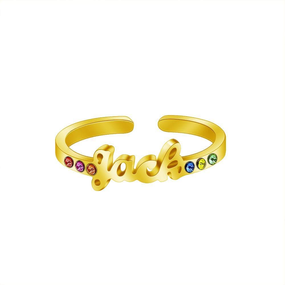 Christmas Gift Personalized Birthstone Name Ring 18k Gold plated Ring MelodyNecklace