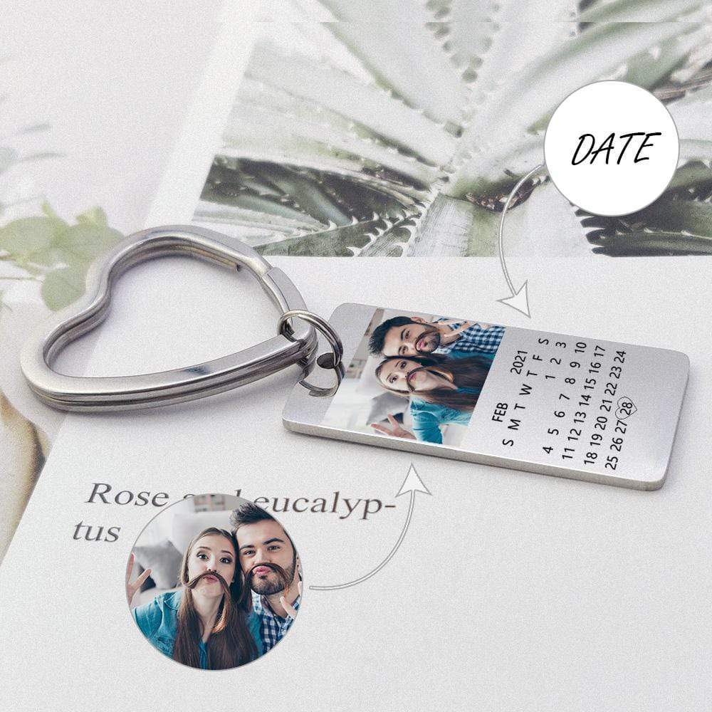 Christmas Gift personalized colour photo calendar keychain love date gift Keychain MelodyNecklace