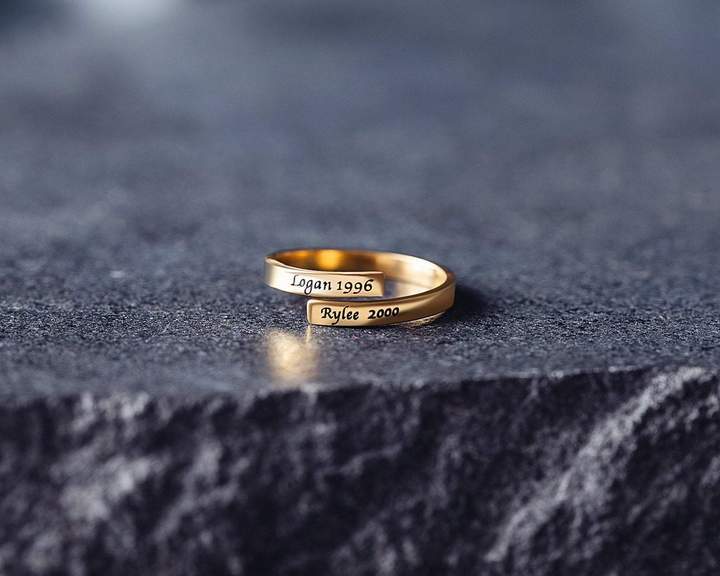 Christmas Gift Personalized Couple Name Ring• Two Names Ring Wedding Gift Anniversary Gift Ring MelodyNecklace