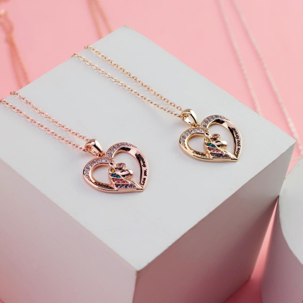 Christmas GIft Personalized Diamond Unicorn Heart Necklace Necklace for girl MelodyNecklace