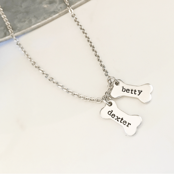 Christmas Gift Personalized Dog Bone Name Necklace Necklace MelodyNecklace