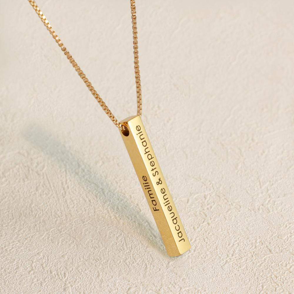 Christmas Gift Personalized Engraved 3D Bar Necklace Mom Necklace MelodyNecklace