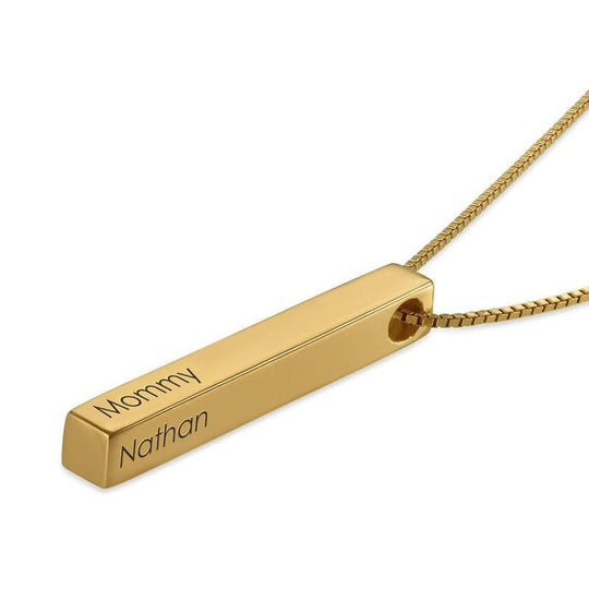 Christmas Gift Personalized Engraved 3D Bar Necklace Mom Necklace MelodyNecklace