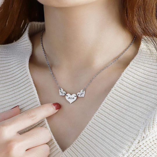 Christmas Gift Personalized Engraved Name Stainless Steel Heart Necklace Mom Necklace MelodyNecklace