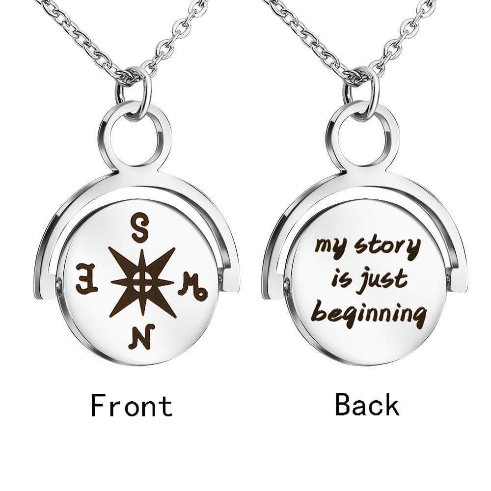 Christmas Gift Personalized Engraving Rotating Compass Necklace Necklace MelodyNecklace