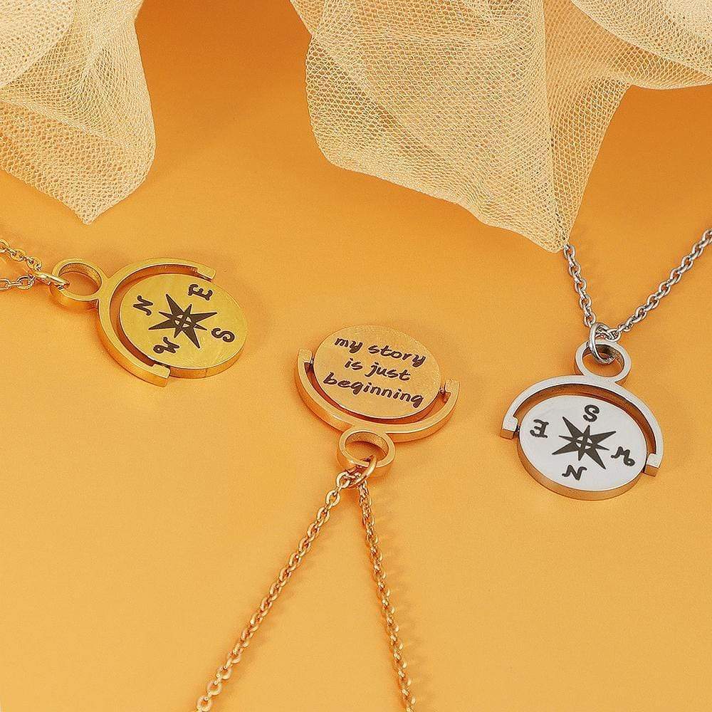 Christmas Gift Personalized Engraving Rotating Compass Necklace Necklace MelodyNecklace