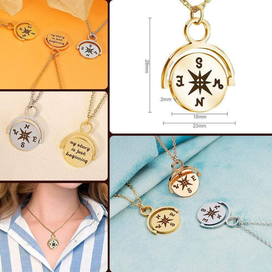 Christmas Gift Personalized Engraving Rotating Compass Necklace Necklace MelodyNecklace