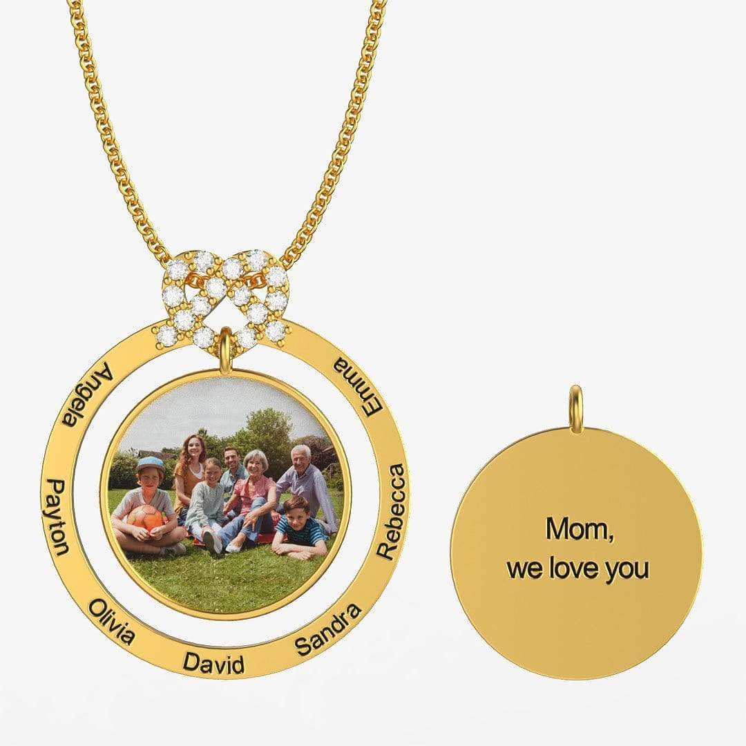 Christmas Gift Personalized Family Love Knot Family Name & Photo Necklace Mom Necklace MelodyNecklace