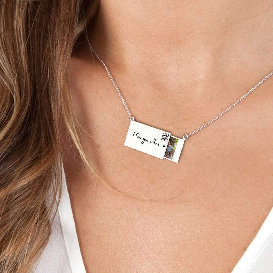 Christmas Gift Personalized Handmade Envelope Charm Photo Necklace Mom Necklace MelodyNecklace