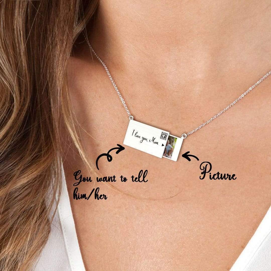 Christmas Gift Personalized Handmade Envelope Charm Photo Necklace Mom Necklace MelodyNecklace