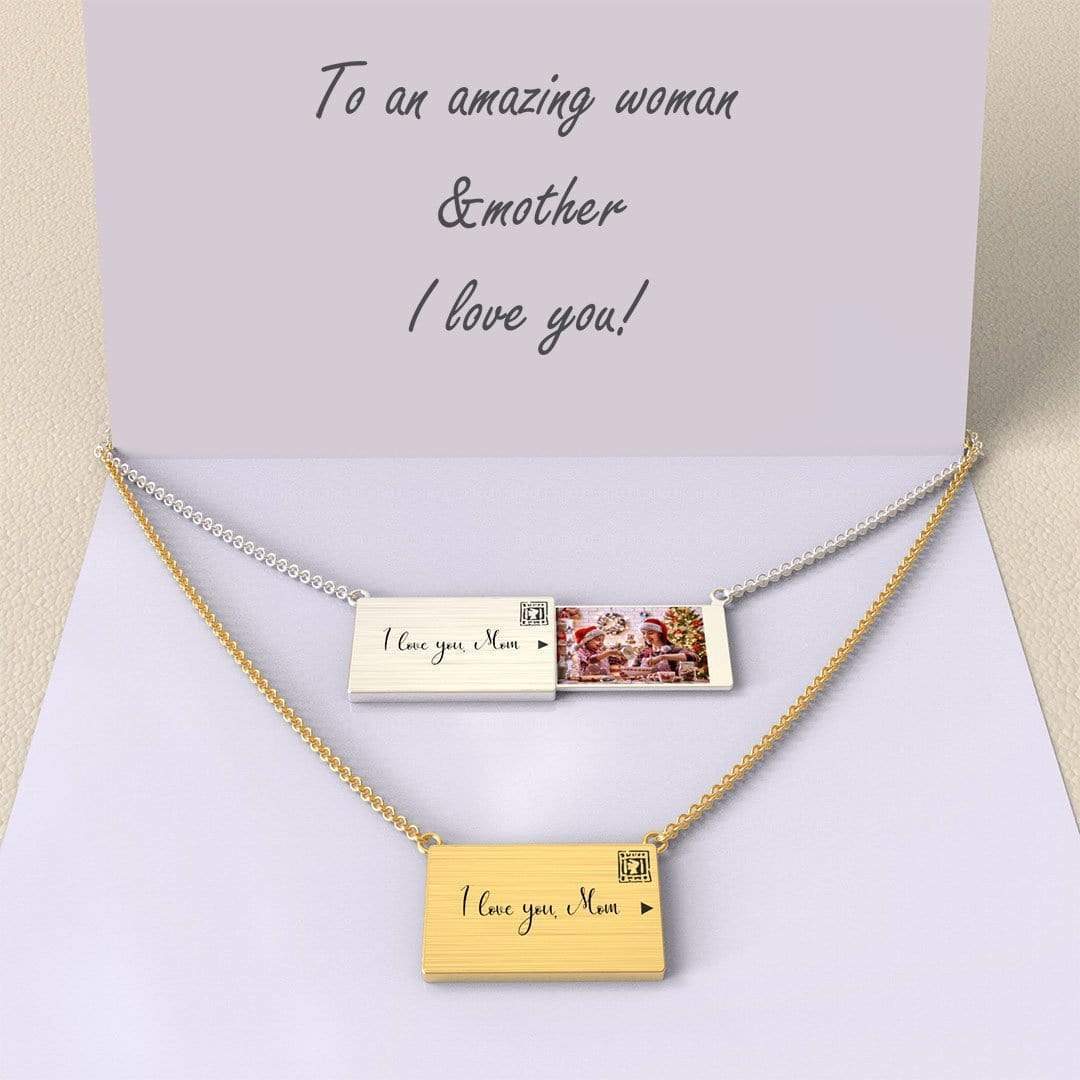 Christmas Gift Personalized Handmade Envelope Charm Photo Necklace Mom Necklace MelodyNecklace