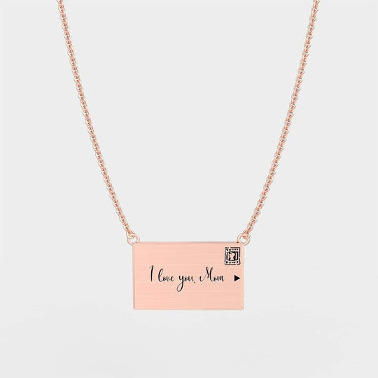 Christmas Gift Personalized Handmade Envelope Charm Photo Necklace Rose Gold Mom Necklace MelodyNecklace