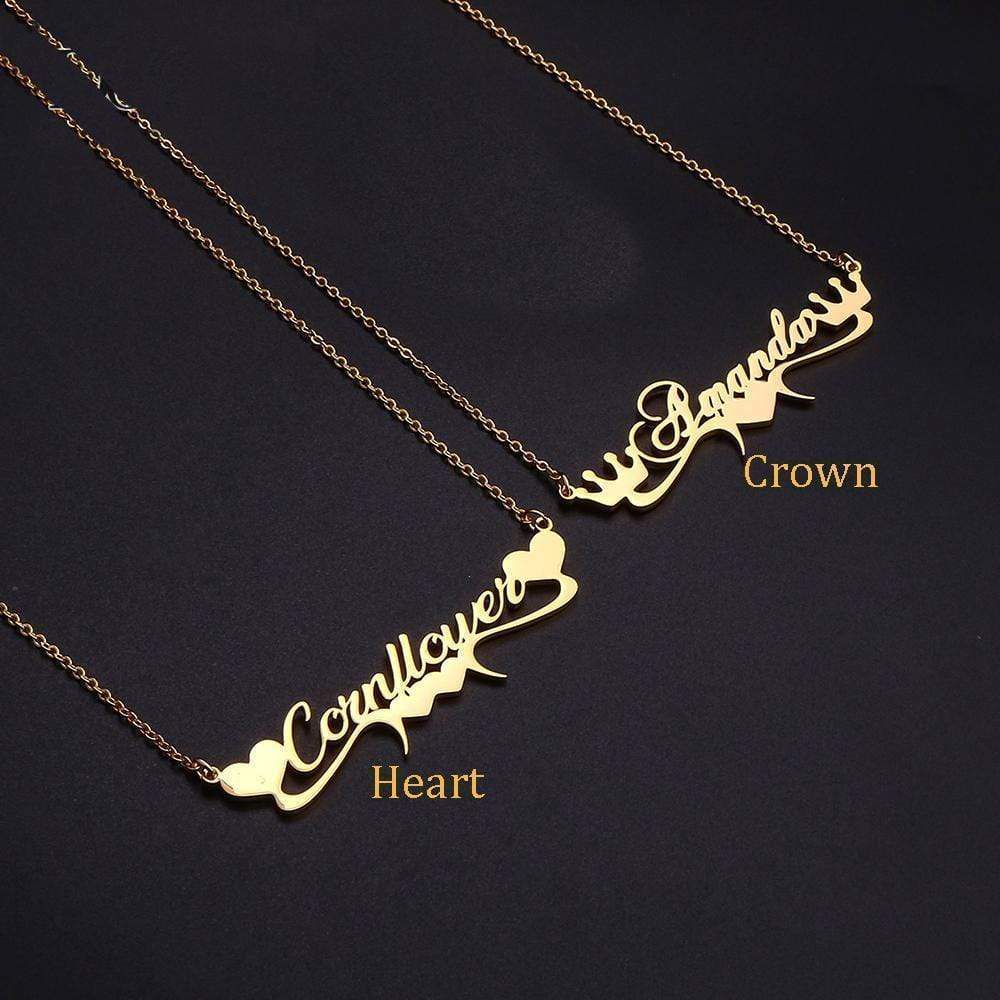 Christmas Gift Personalized Heart or Crown Name Necklaces Sparkling Necklace MelodyNecklace