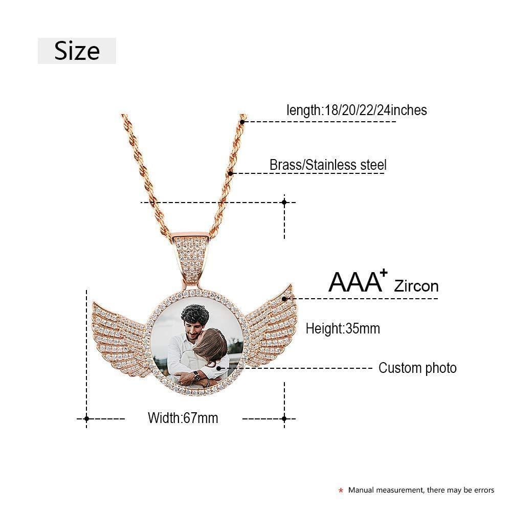 Christmas Gift Personalized Jewelry Photo Pendant Necklace with Angel Wing Necklace for man MelodyNecklace