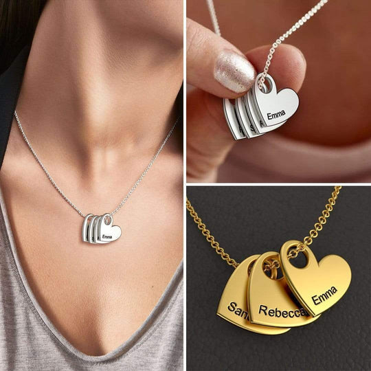 Christmas Gift Personalized Love Heart Pendant Necklace Mom Necklace MelodyNecklace