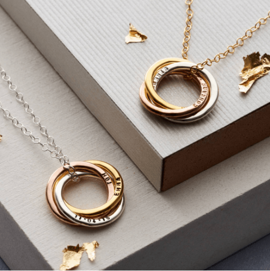 Personalized 3 Mixed Russian Rings Necklace – Melody Necklace