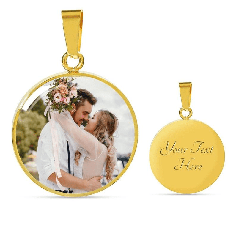 Christmas Gift Personalized Photo Circle Necklace with Custom words Myron Necklace MelodyNecklace