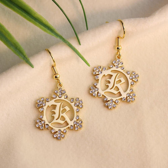 Christmas Gift Snowflake Initial Earring Earring MelodyNecklace