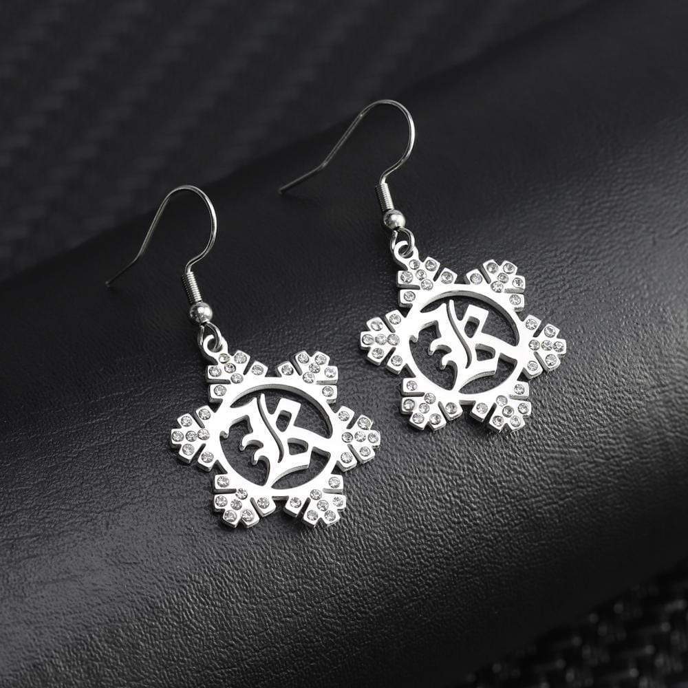 Christmas Gift Snowflake Initial Earring Earring MelodyNecklace