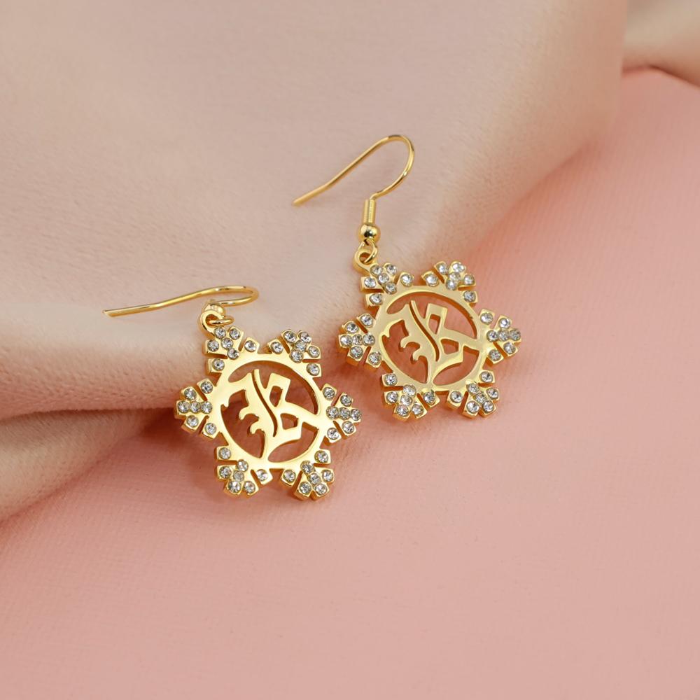 Christmas Gift Snowflake Initial Earring Earring MelodyNecklace