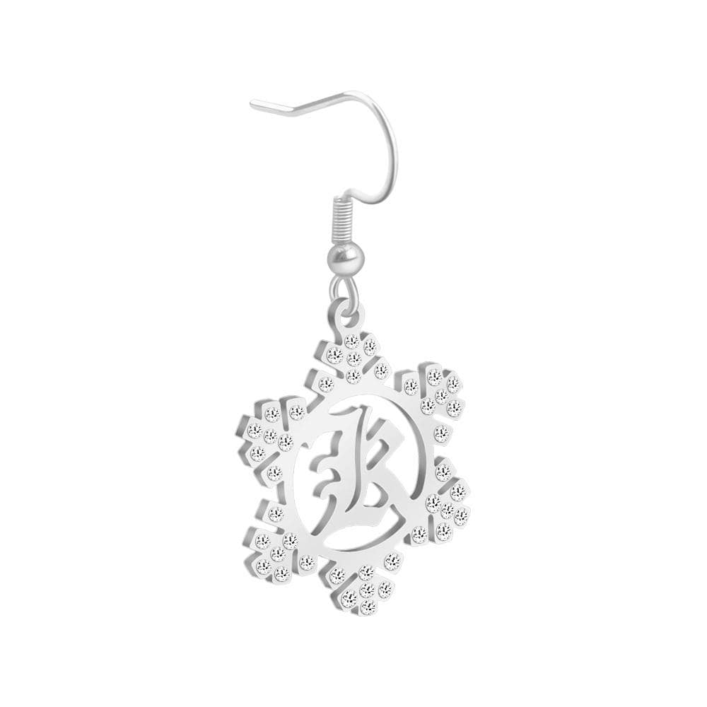 Christmas Gift Snowflake Initial Earring Earring MelodyNecklace