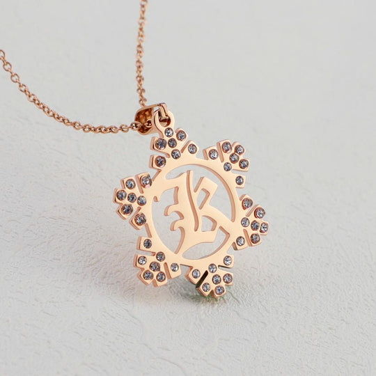 Christmas Gift Snowflake Initial Necklace Sparkling Necklace MelodyNecklace