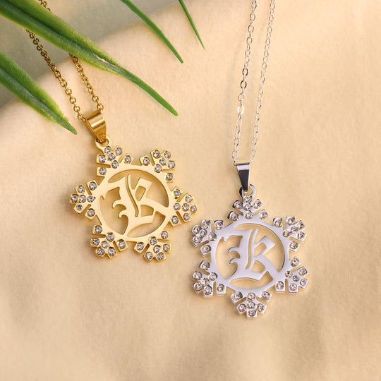 Christmas Gift Snowflake Initial Necklace Sparkling Necklace MelodyNecklace