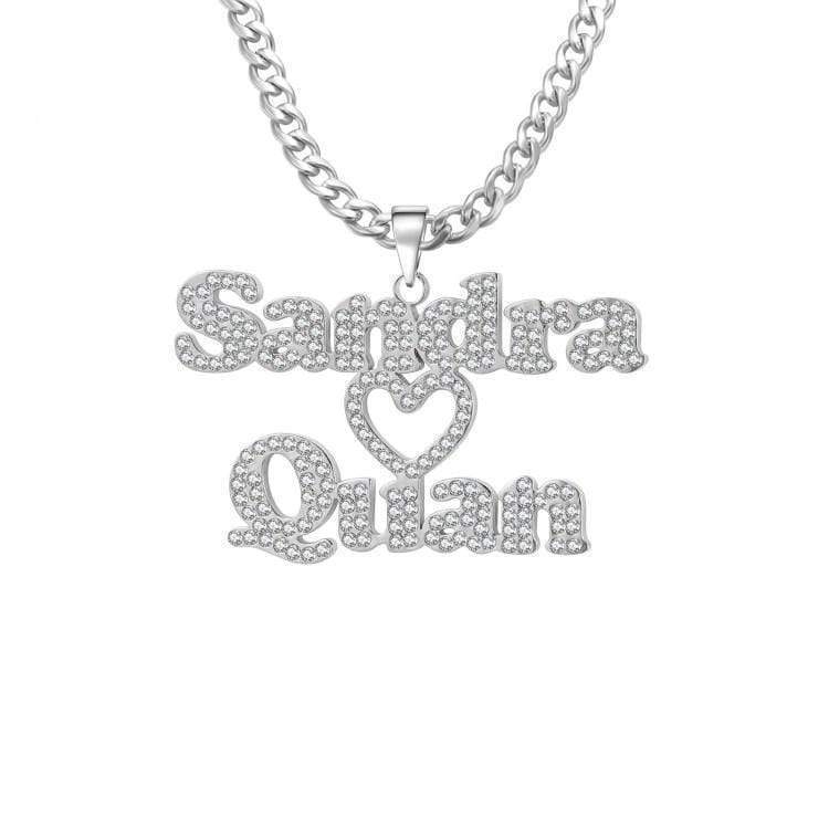 Christmas Gift Sparkling Diamond Double Name Necklace Sparkling Necklace MelodyNecklace