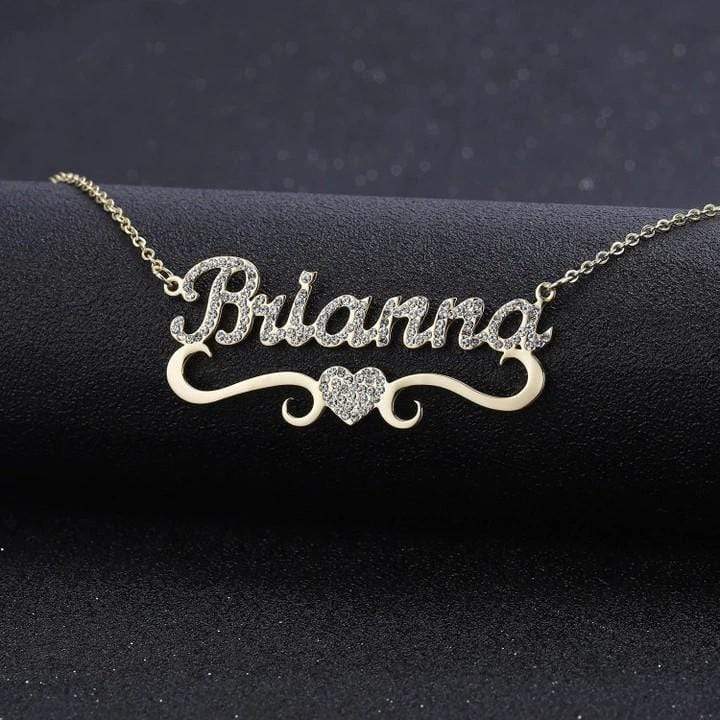 Christmas Gift Sparkling Diamond Heart Name Necklace Sparkling Necklace MelodyNecklace