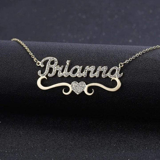 Christmas Gift Sparkling Diamond Heart Name Necklace Sparkling Necklace MelodyNecklace