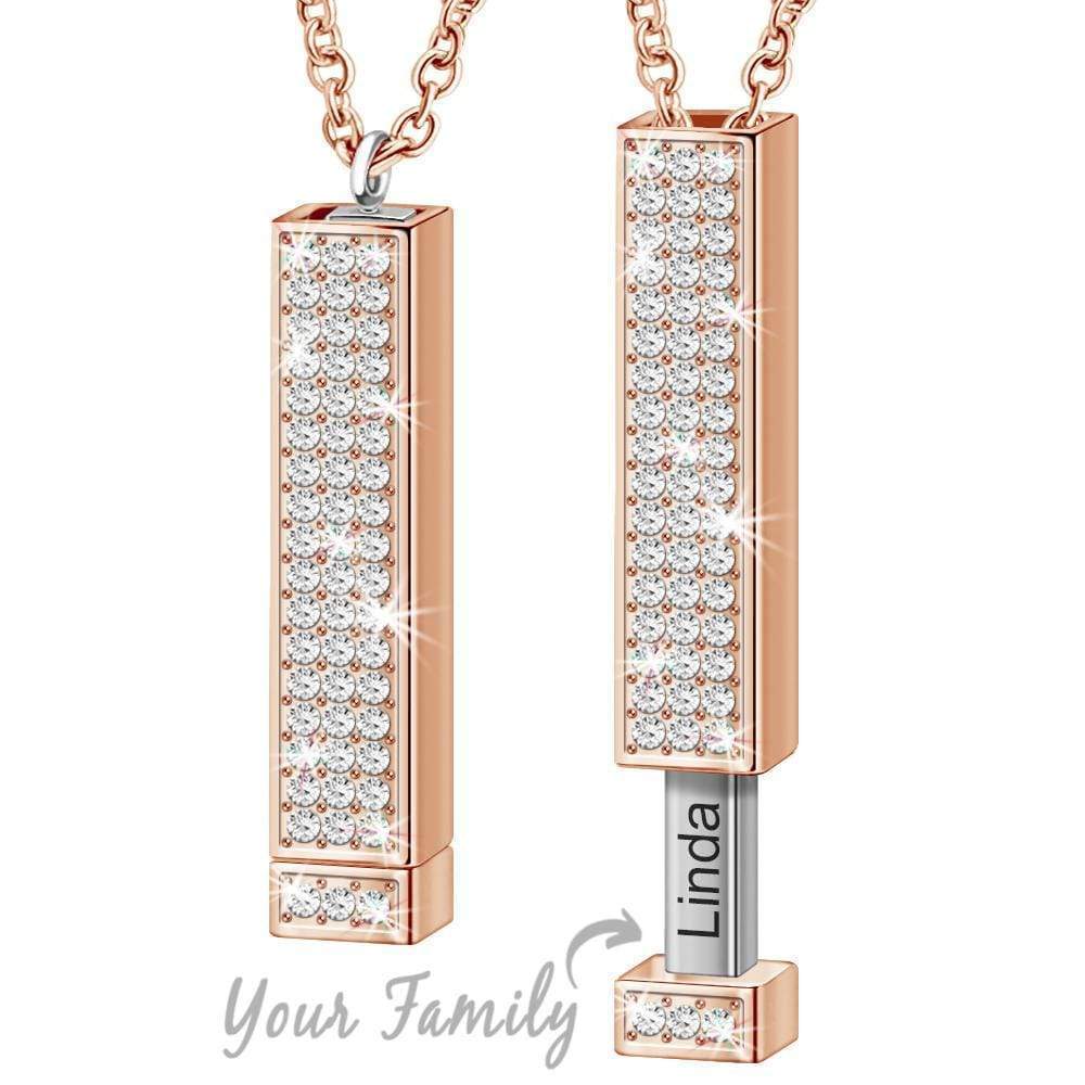 Christmas Gift Sparkling Diamond Personalized Bar Necklace With Engraved Secret Message Rose gold Sparkling Necklace MelodyNecklace