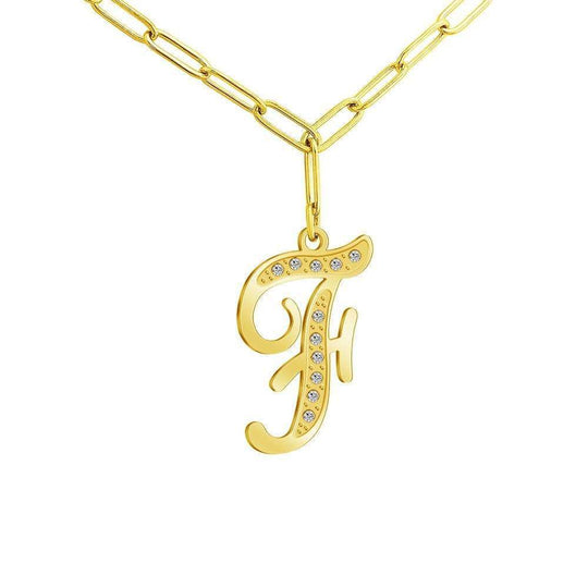 Christmas Gift Sparkling Letters A-Z Silver & Gold Diamond Pendant Gold / F Sparkling Necklace MelodyNecklace